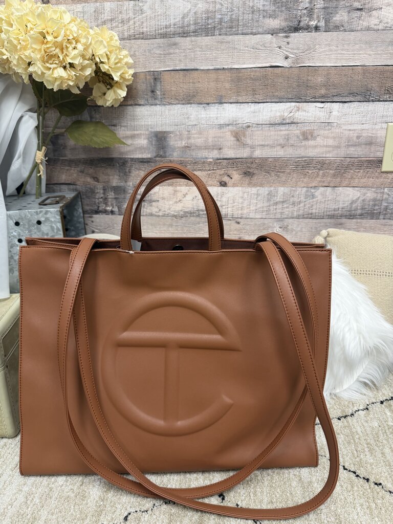 Telfar Vegan Leather Cognac Medium Shopping Bag