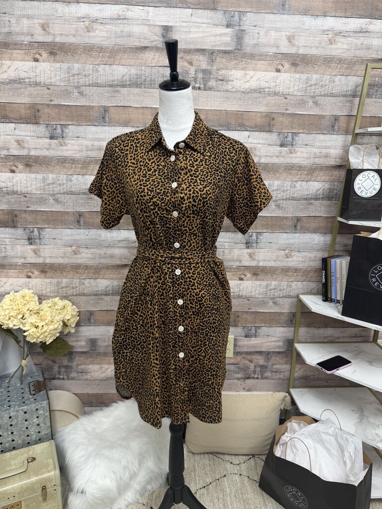 J Crew Factory Leopard Print Button Down Dress