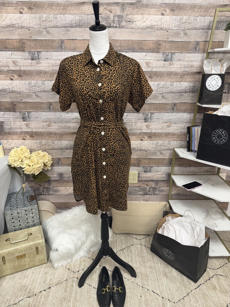 J Crew Factory Leopard Print Button Down Dress