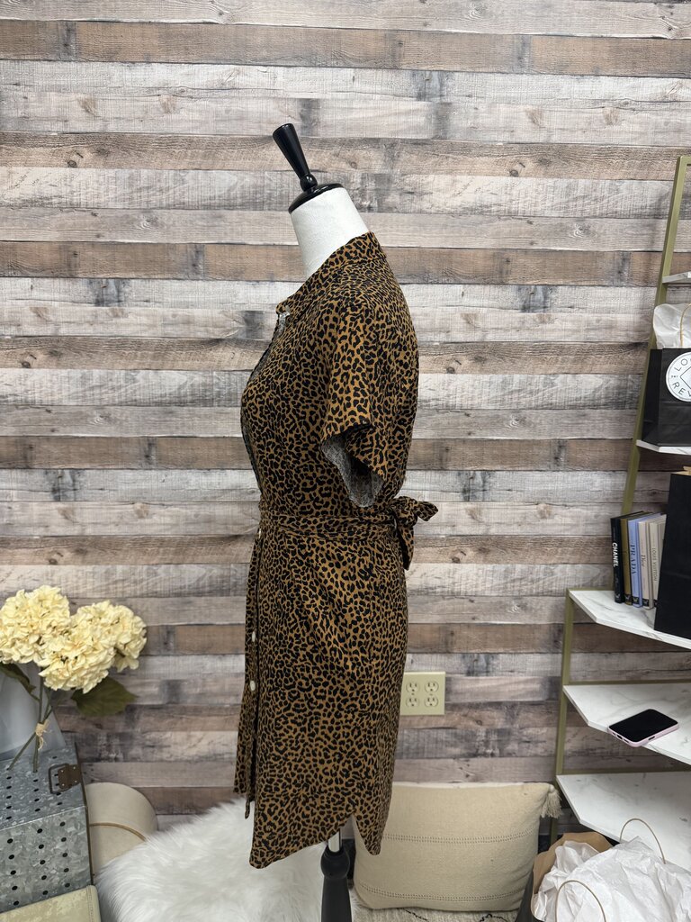 J Crew Factory Leopard Print Button Down Dress
