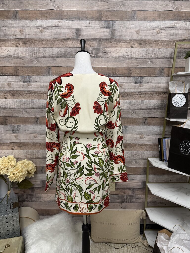 Farm Rio X Anthropologie Floral Long Sleeve Wrap Mini Dress