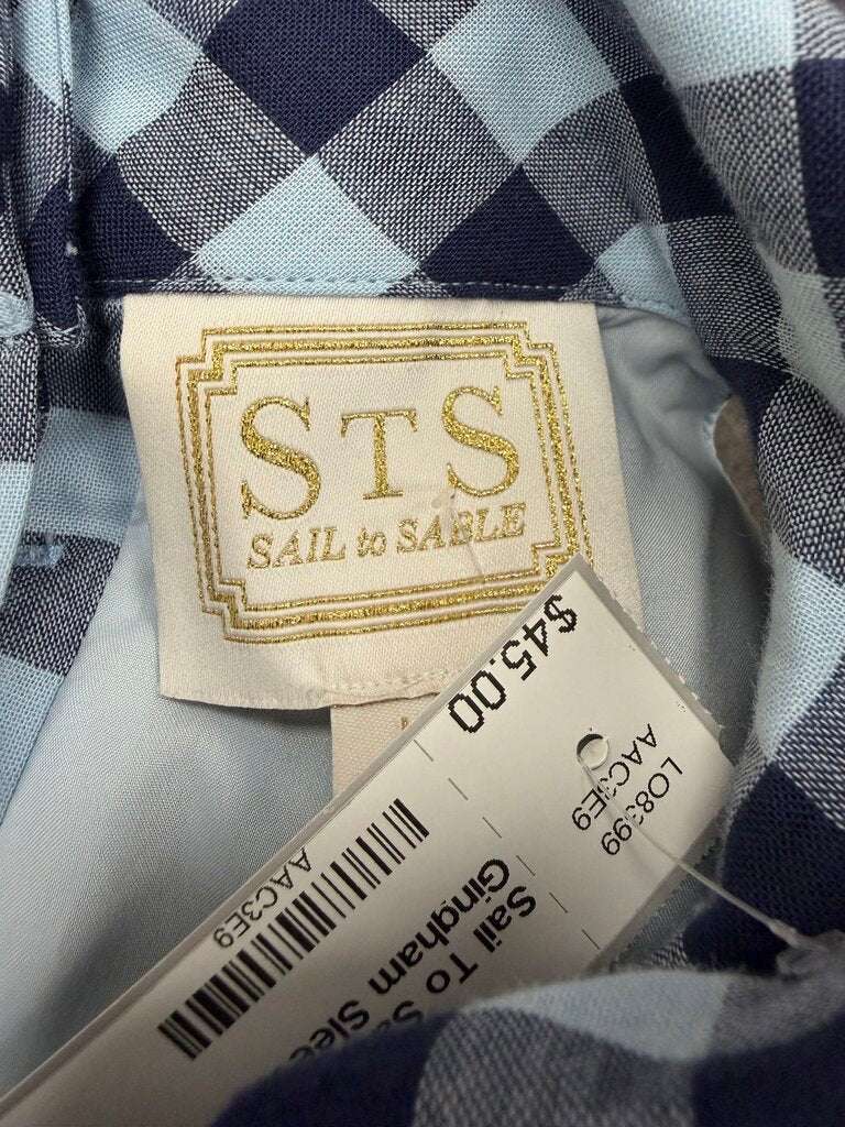 Sail To Sable Navy and White Gingham Sleeveless Top