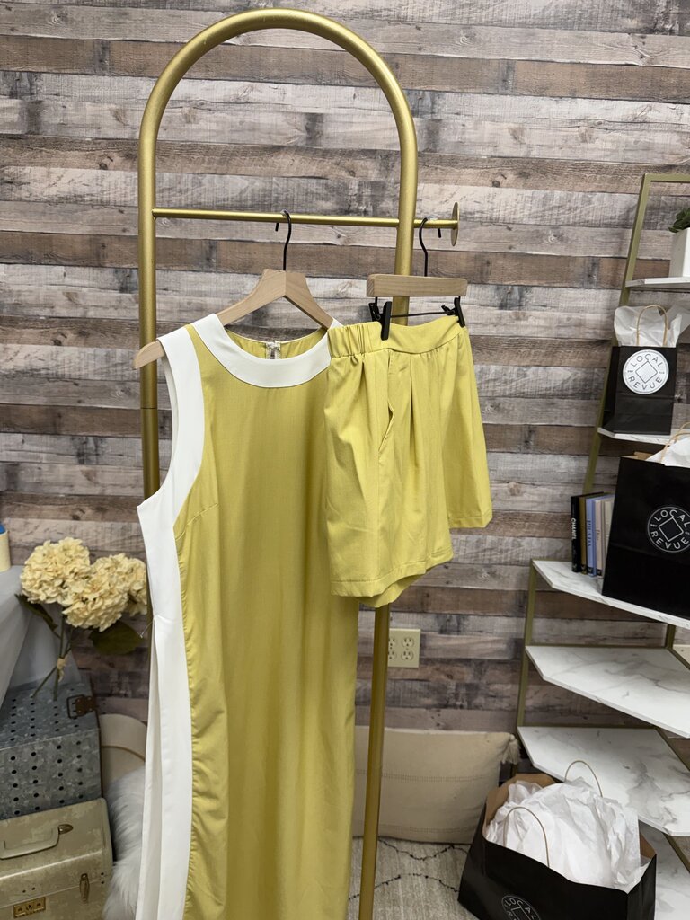 Two-Piece Set, Sleeveless Maxi Dress with Matching Shorts