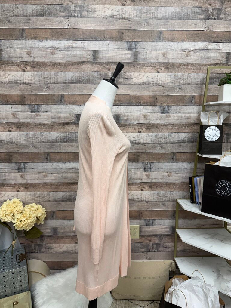 LOFT Ribbed Longline Knit Pink Cardigan