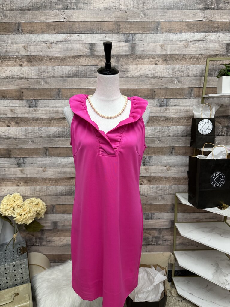 Gretchen Scott Ruffle Neck Sleeveless Dress
