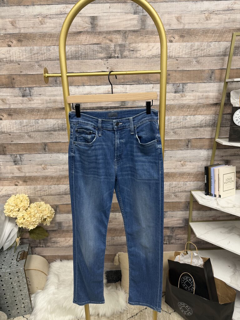 MOTHER High-Rise Straight Leg Dark Wash Jeans