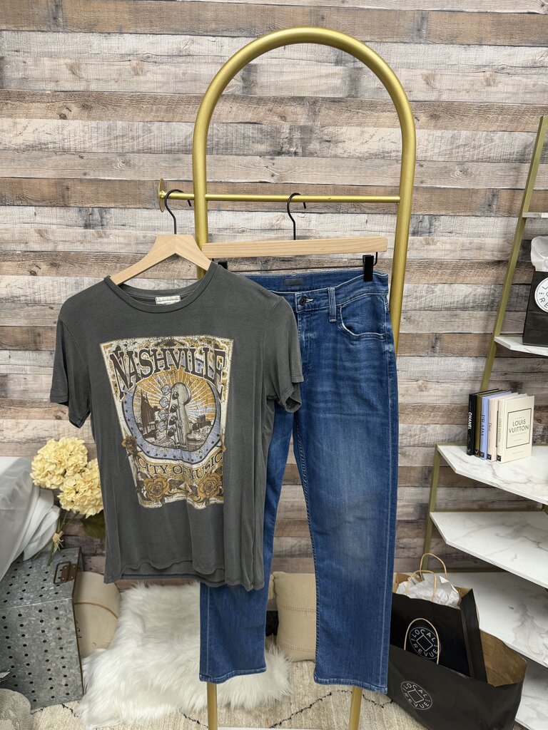 MOTHER High-Rise Straight Leg Dark Wash Jeans