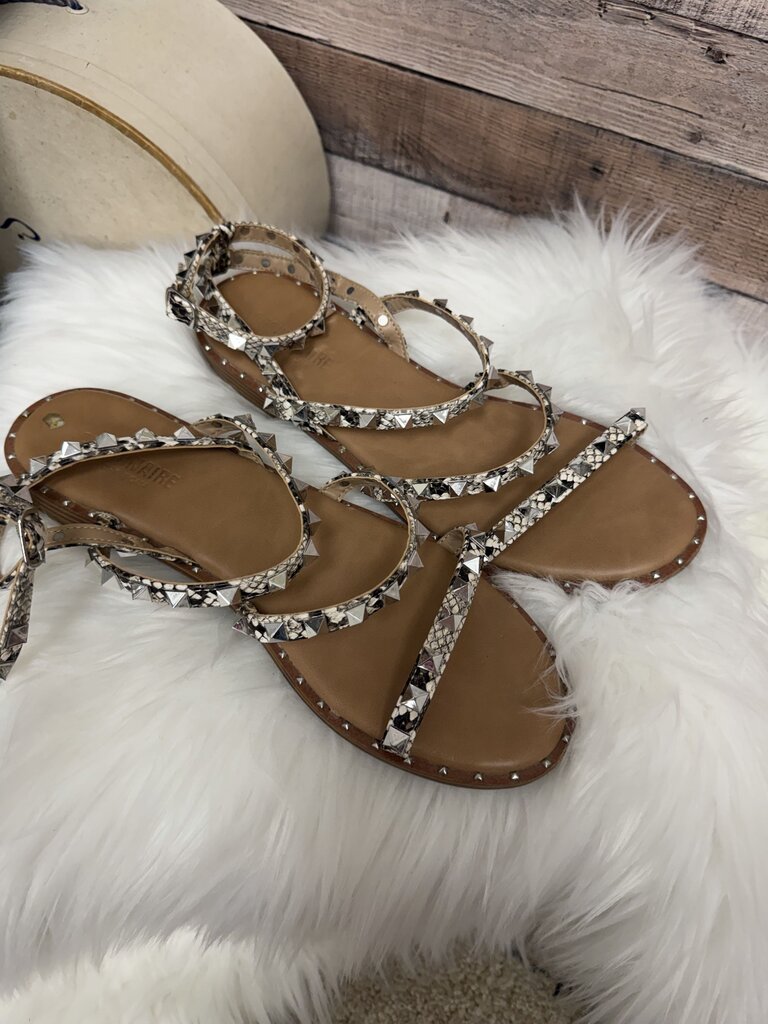 Cushionaire Studded Strappy Sandals with Snakeskin Print