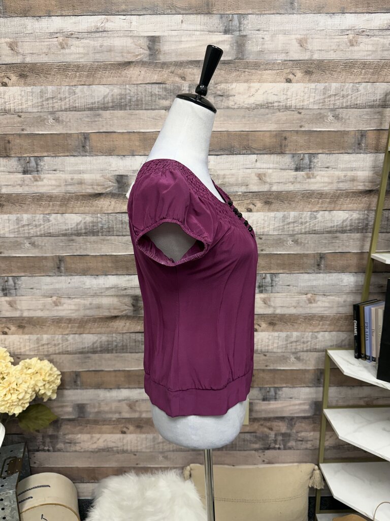 Jenny Han Plum Smocked Cap Sleeve Top XS