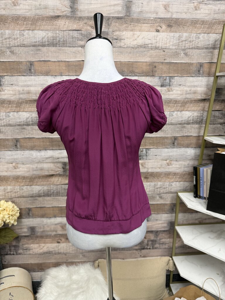 Jenny Han Plum Smocked Cap Sleeve Top XS
