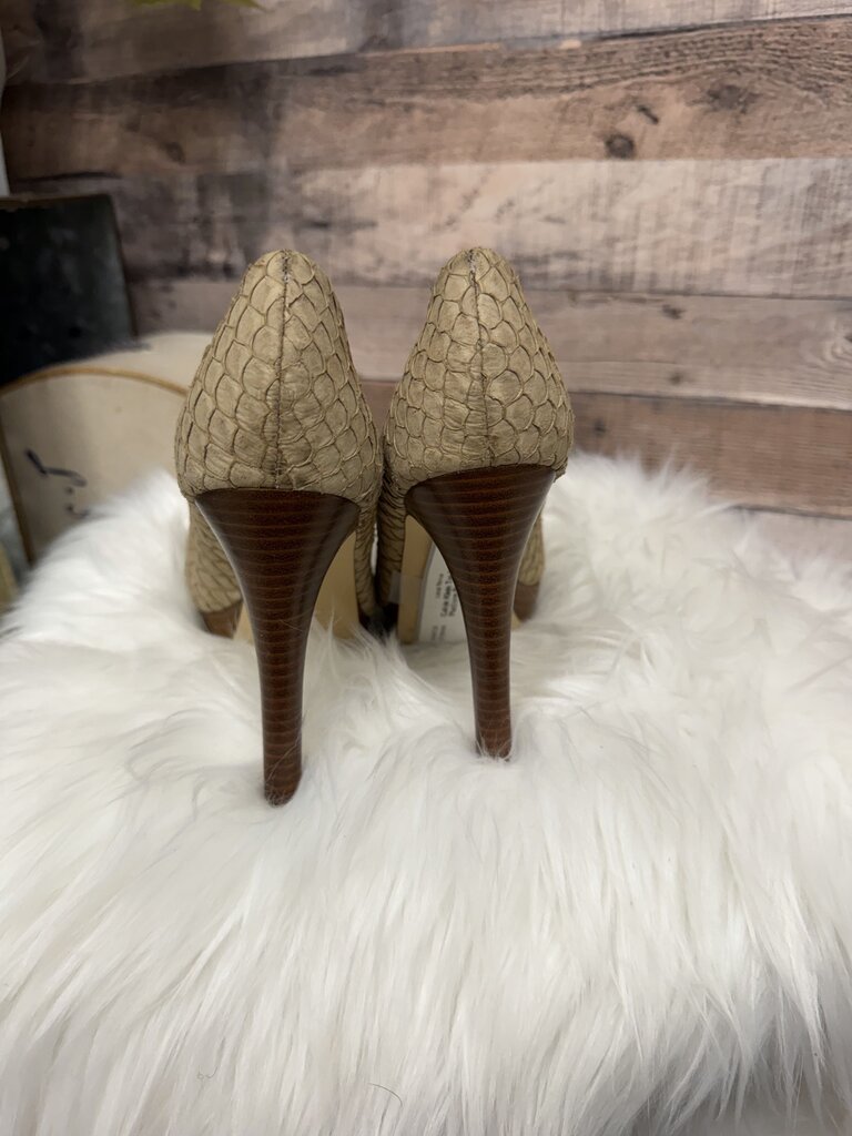Calvin Klein Tan Textured Platform Pumps