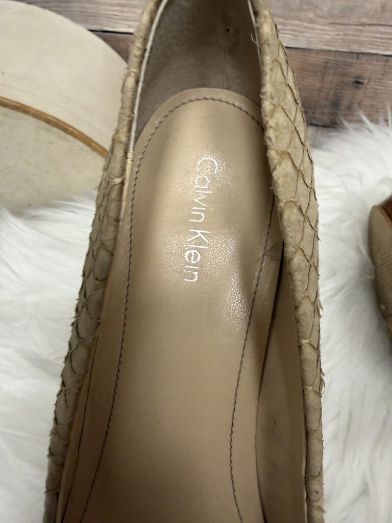 Calvin Klein Tan Textured Platform Pumps