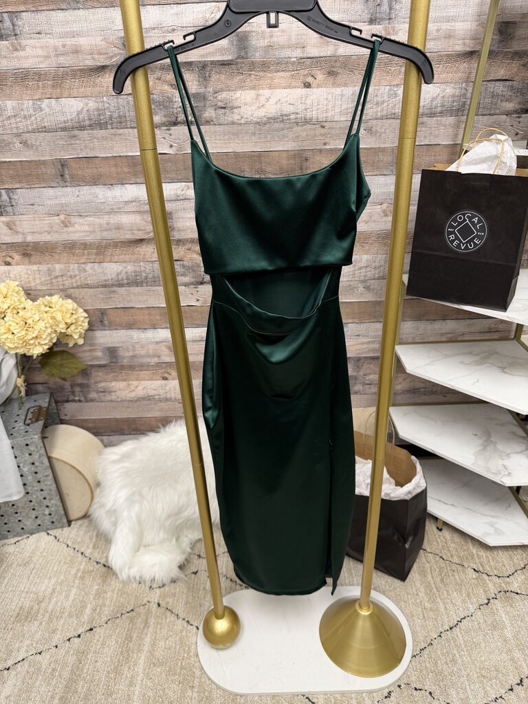 NWT Windsor Hunter Green Wrap Cowl Neck Dress
