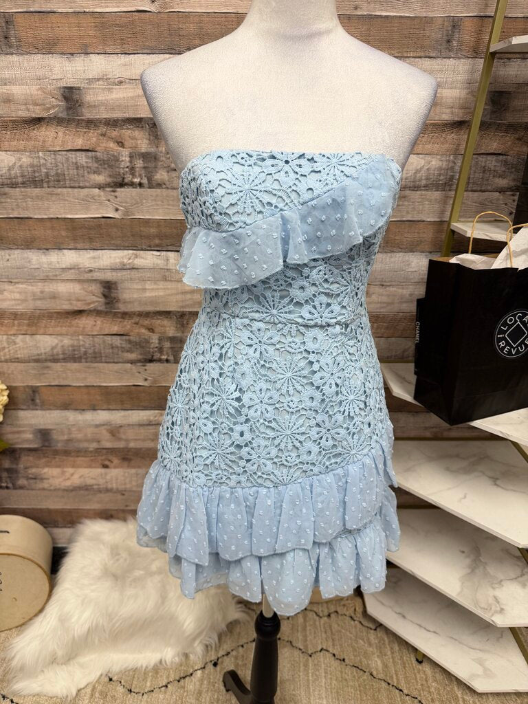 NWT Selfie Leslie Monte Carlo Blue Ruffle Dress