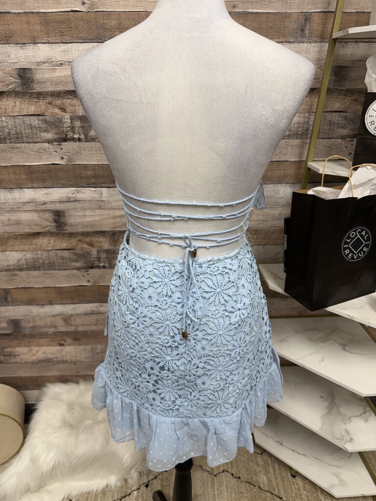 NWT Selfie Leslie Monte Carlo Blue Ruffle Dress