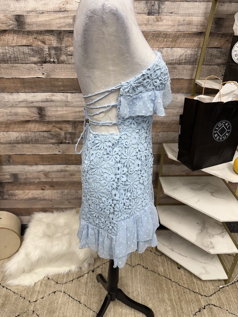 NWT Selfie Leslie Monte Carlo Blue Ruffle Dress