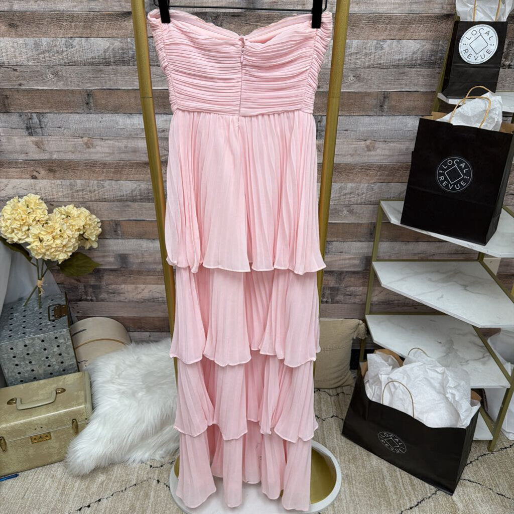 Lulus Pink Strapless Tiered Maxi Dress