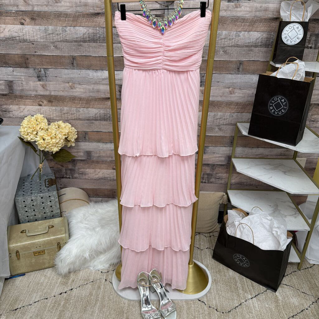 Lulus Pink Strapless Tiered Maxi Dress