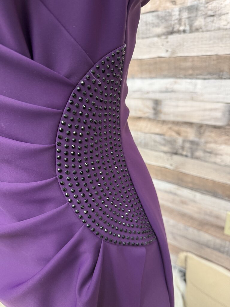 Alex Evening Purple Cocktail Beaded Detail Gown