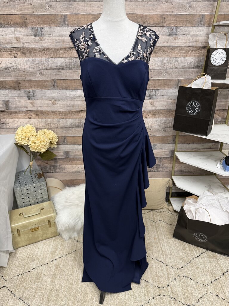alex evenings navy dress Evening Side Ruflle Embroidered Sleeveless Gown Kohl's-120% Color:white dress Shop Women's Midi Dresses