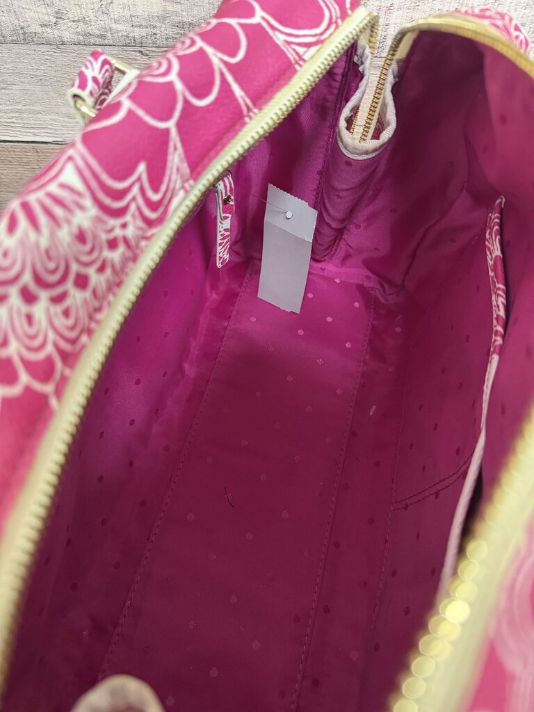 Kate Spade Ivory & Pink Floral Print Leather Duffel