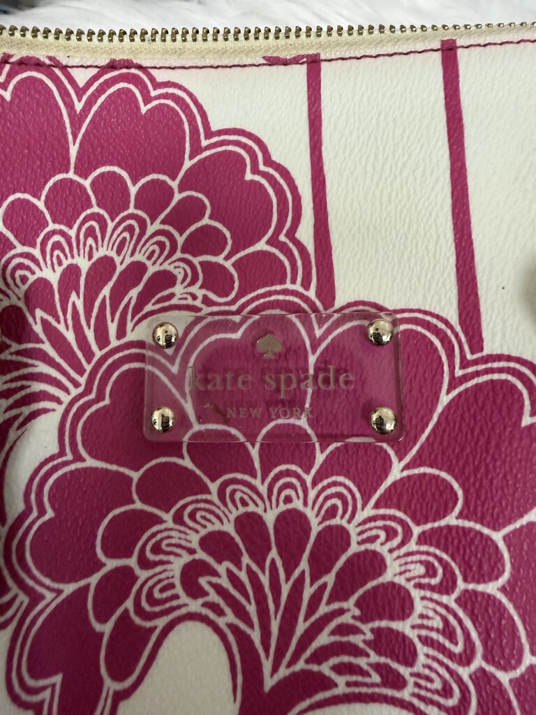 Kate Spade Ivory & Pink Floral Print Leather Duffel
