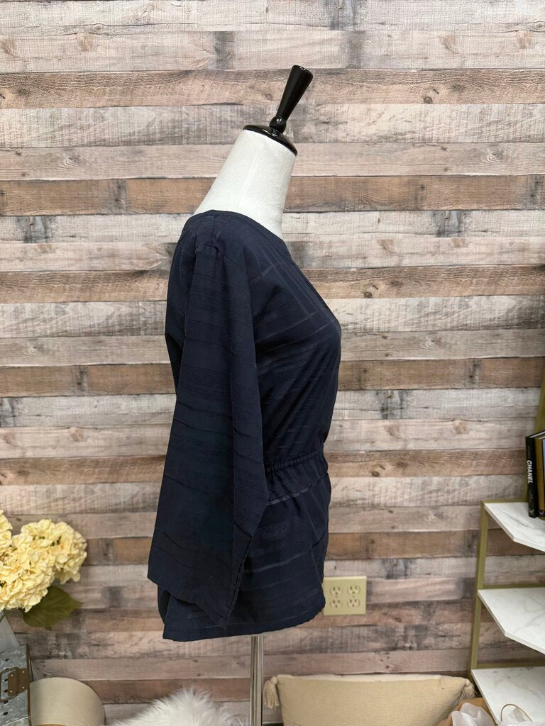 Navy Gap Neck Top