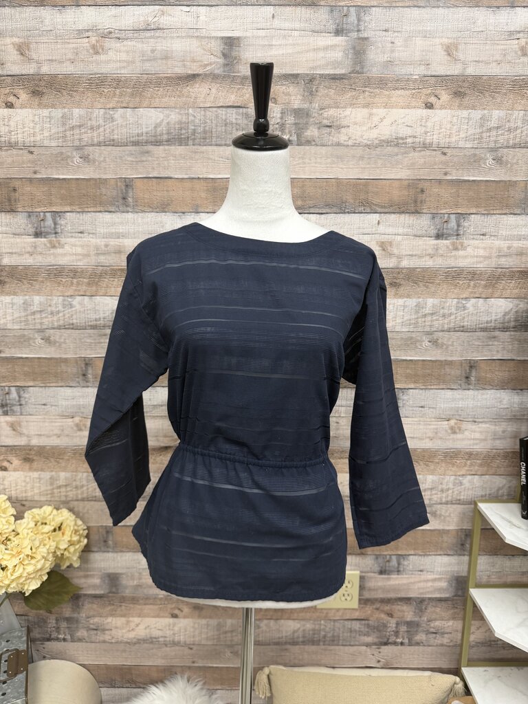 Navy Gap Neck Top