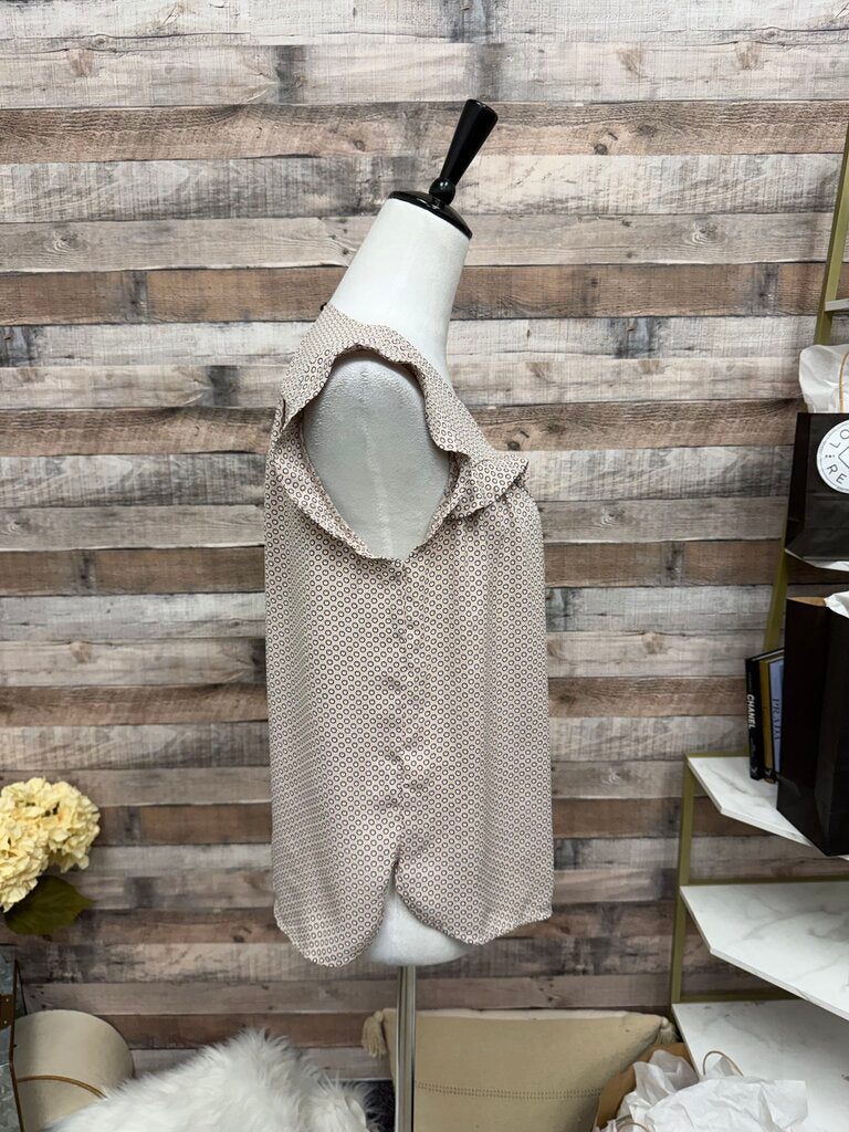 Pink Loft Ruffle Cap Sleeve Polka Dot Top