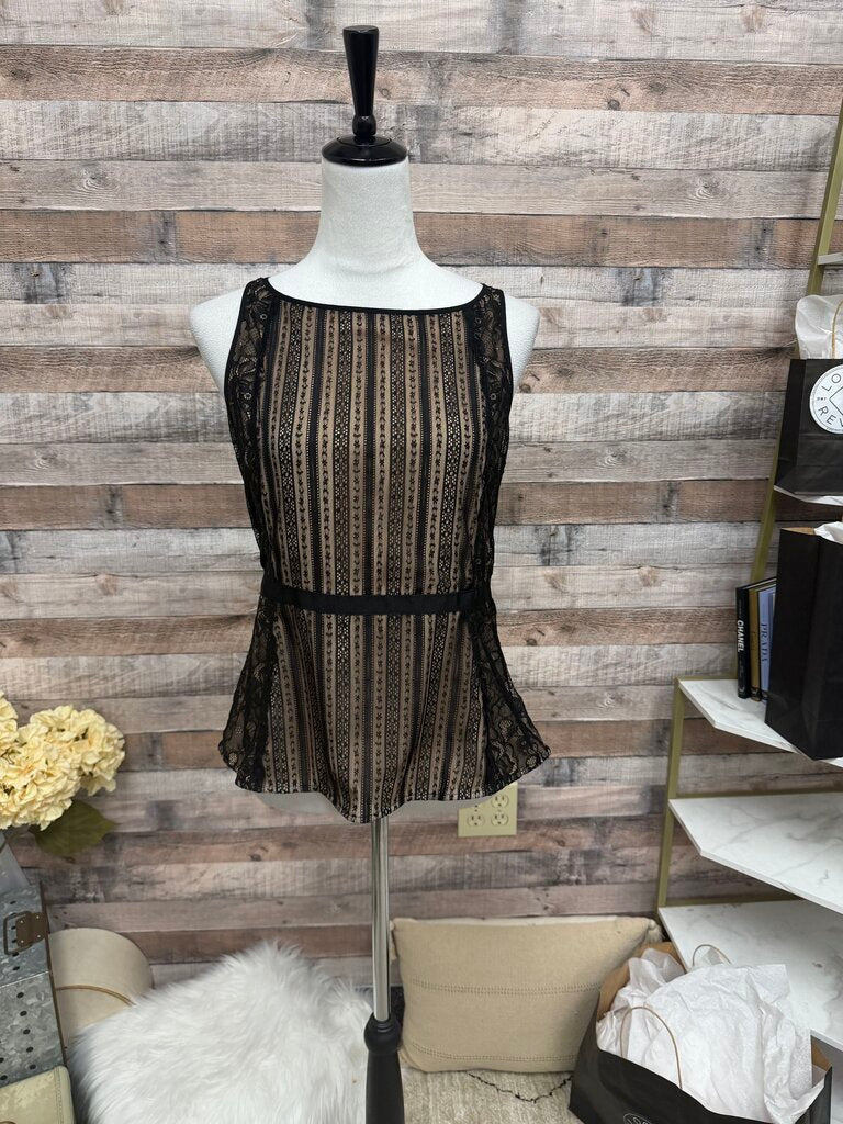 Black Loft Textured Ruffle Top