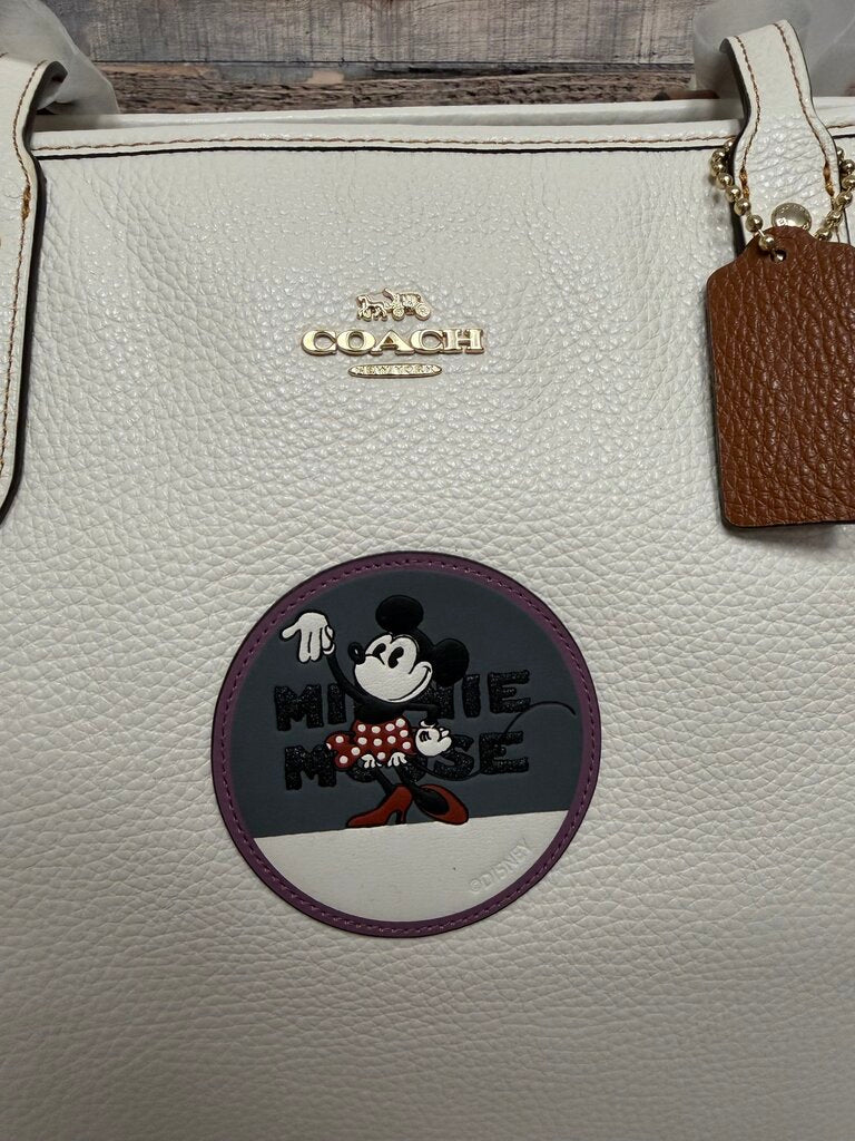 Coach Disney Minnie Mouse City Tote Chalk Pebbled Leather