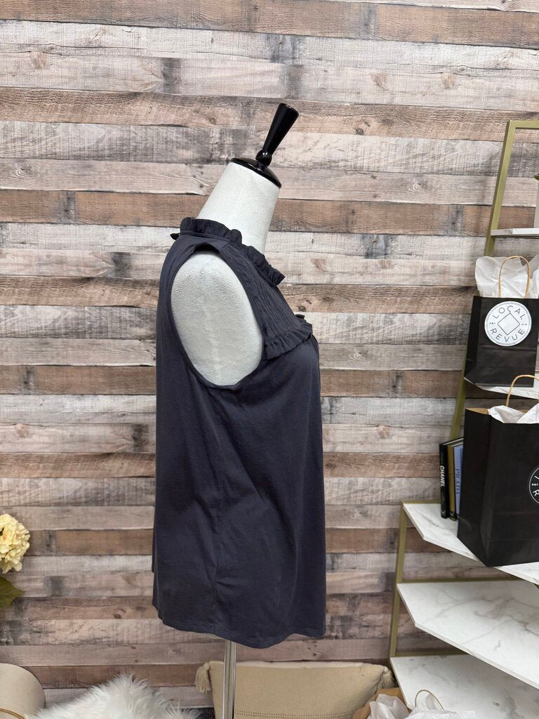 Grey Loft By Ann Taylor Ruffle Neck Detail Sleeveless Blouse
