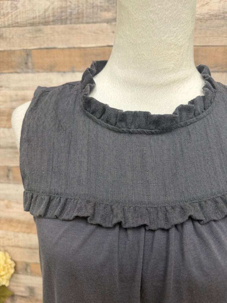 Grey Loft By Ann Taylor Ruffle Neck Detail Sleeveless Blouse