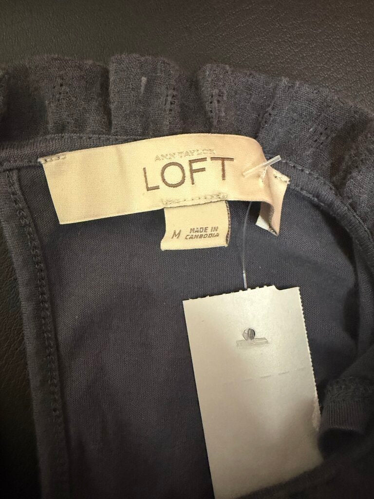 Grey Loft By Ann Taylor Ruffle Neck Detail Sleeveless Blouse