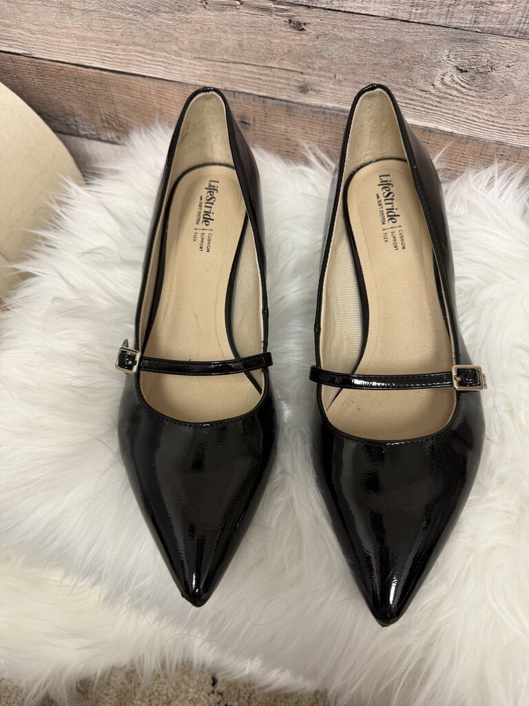Black LifeStride Madelyn Leather Mary Jane Pumps