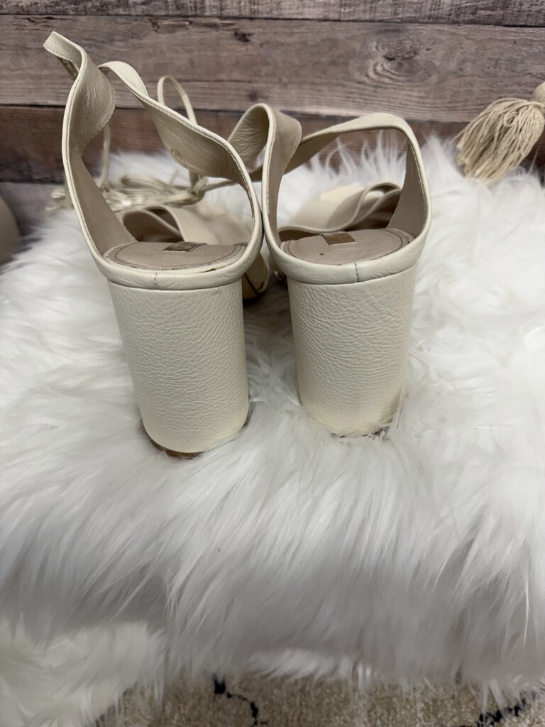 Tan Donald J Pliner Ankle-Tie Block Heel Sandals With Tassel Detail