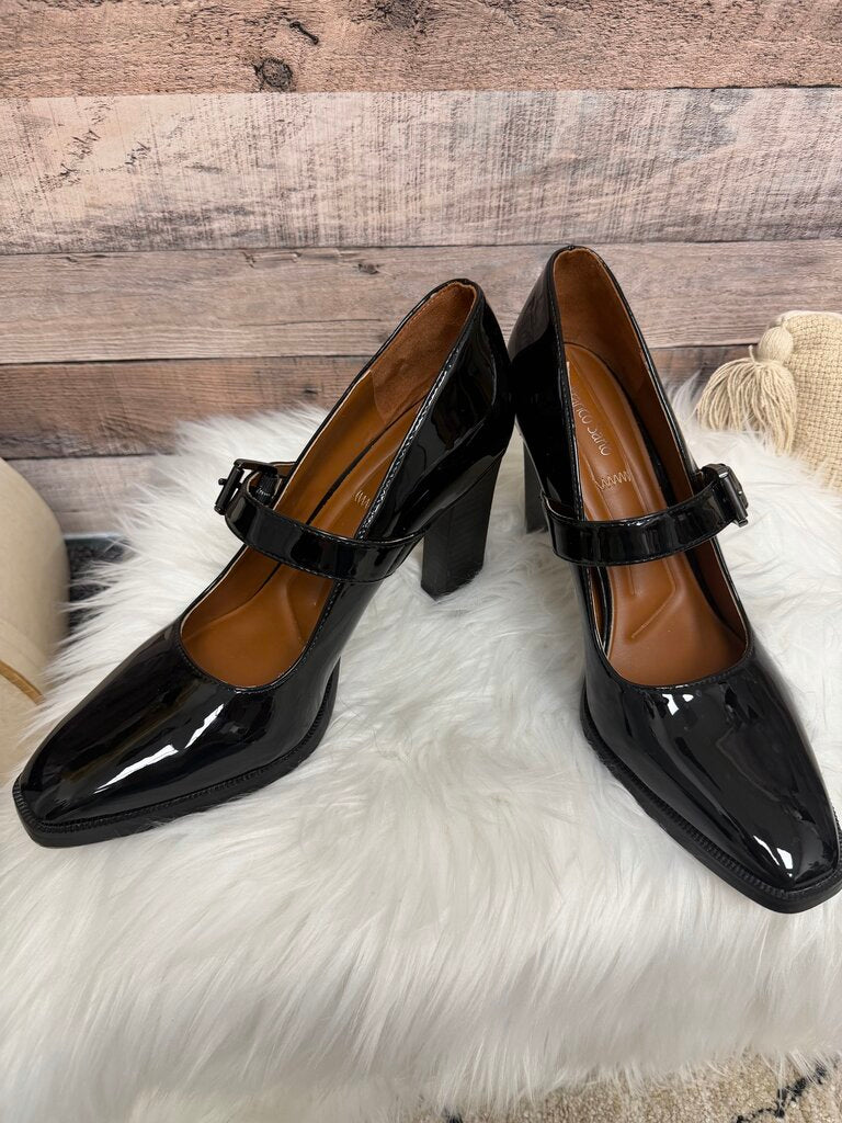 Black Franco Santo Shalina Mary Jane Leather Pumps