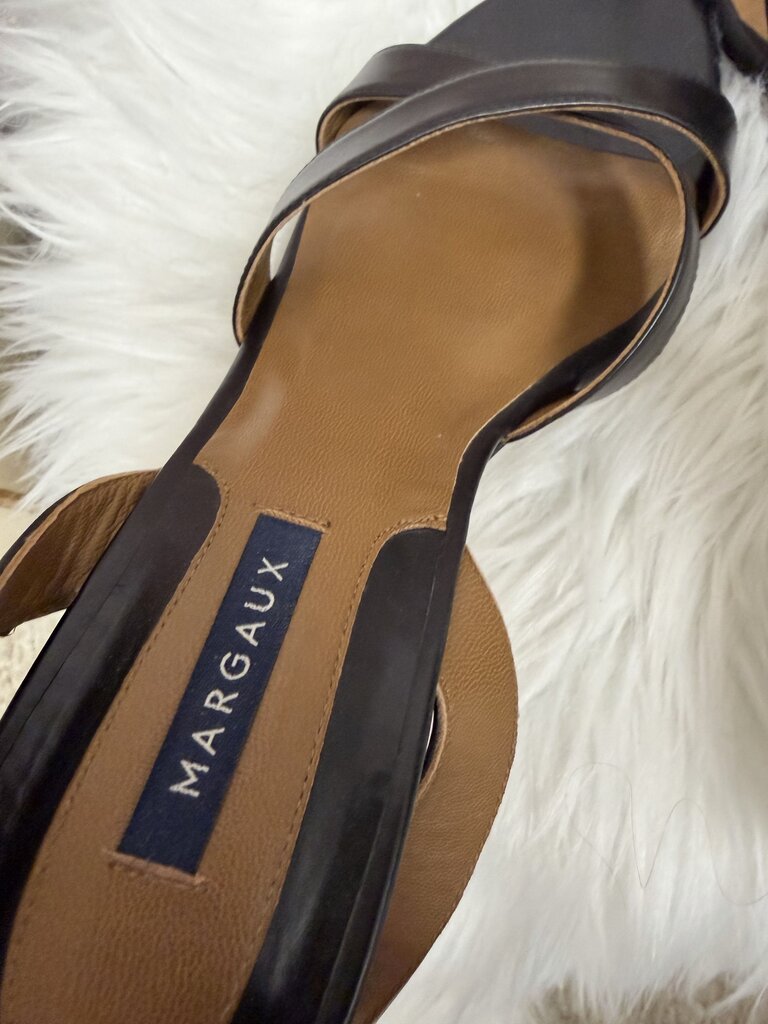 Black Margaux Leather Slingback Sandals