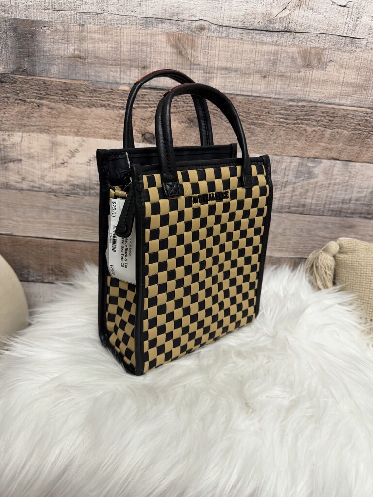 MZ Wallace Black & Tan Checkered Box Tote