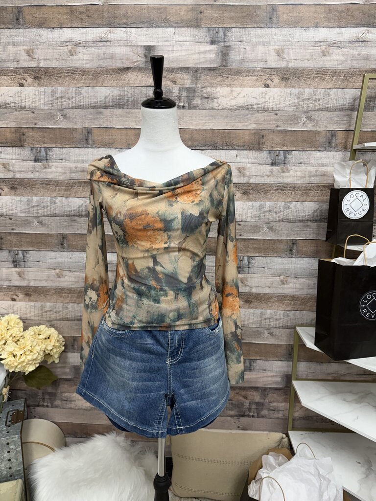Floral Reformation Cowl Neck Long Sleeve Top