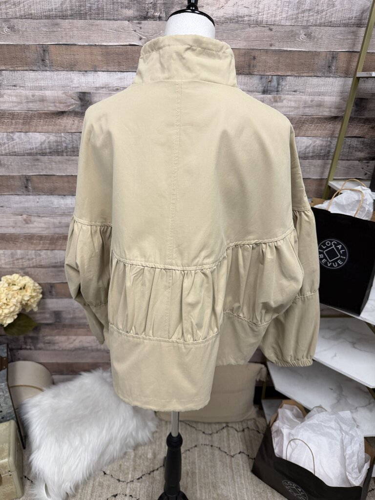Tan Easy Clothes Celma Style Hooded Jacket