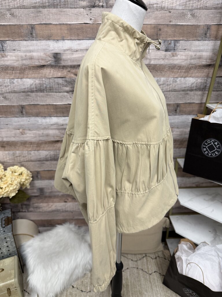 Tan Easy Clothes Celma Style Hooded Jacket