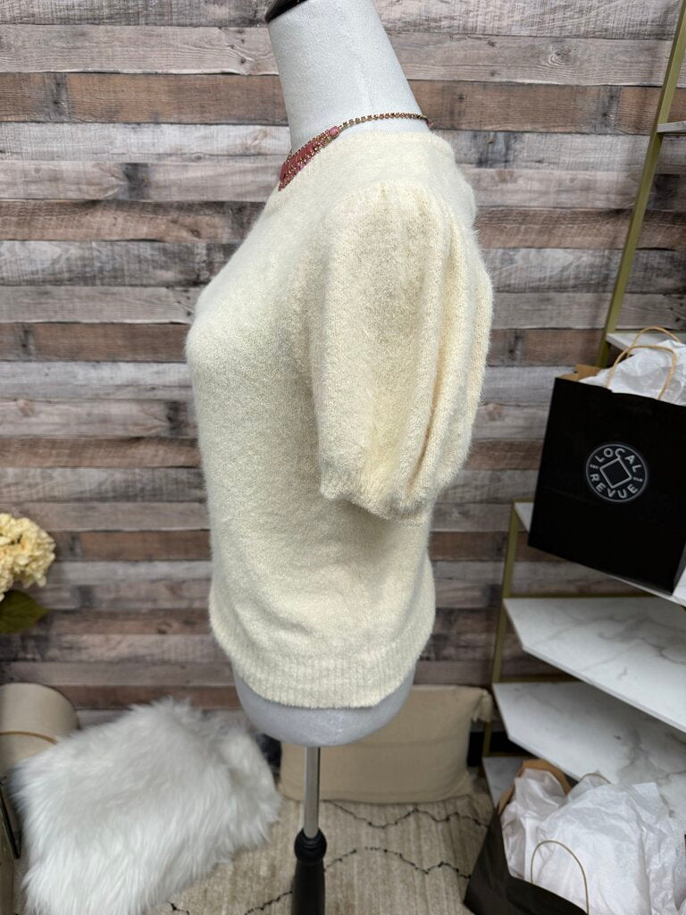 Cream The Reeds X J.Crew Fuzzy Knit Short Sleeve Sweater