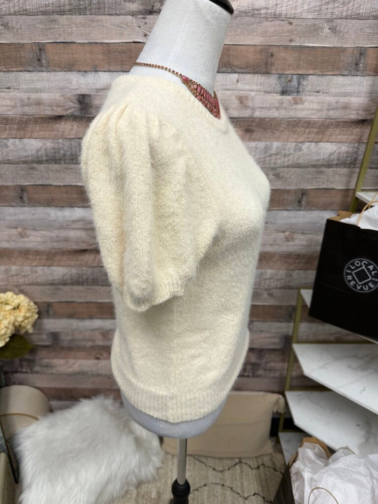Cream The Reeds X J.Crew Fuzzy Knit Short Sleeve Sweater