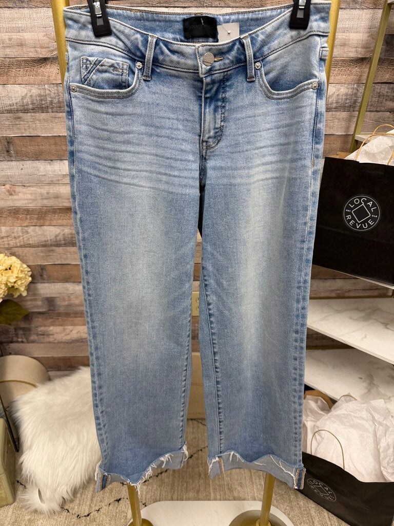 Blue Buckle Black Light Blue Wash Jeans With Raw Hem