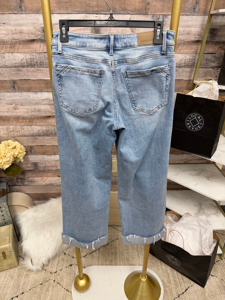 Blue Buckle Black Light Blue Wash Jeans With Raw Hem