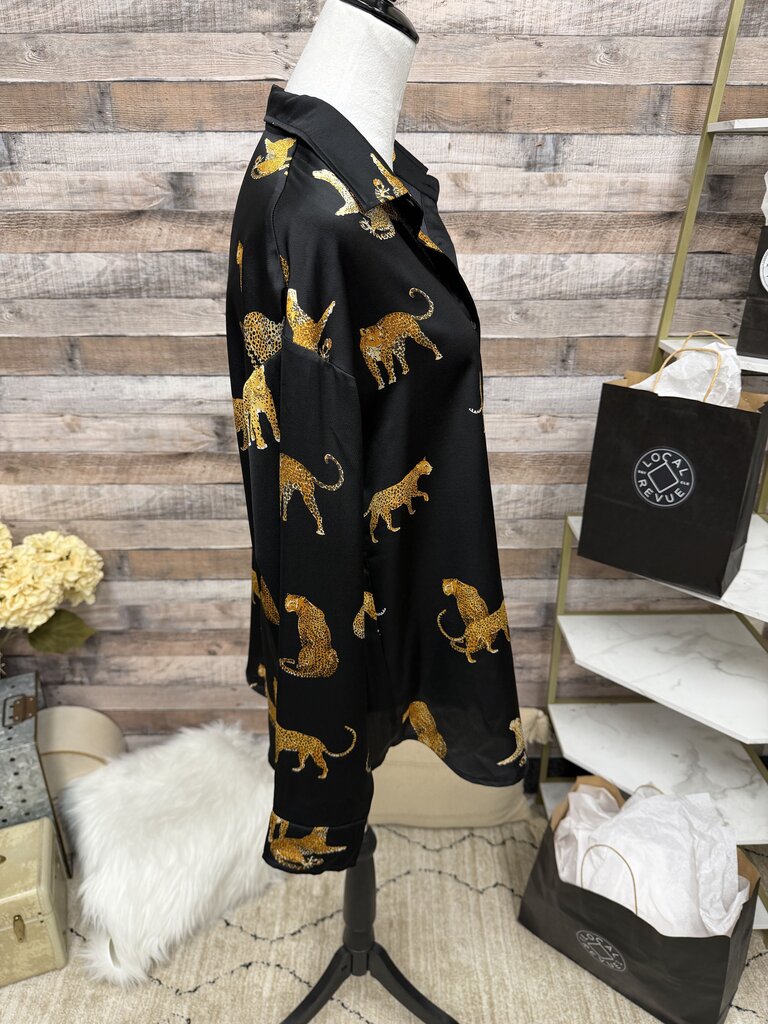 Black/Gold Vestique Tiger Print Blouse