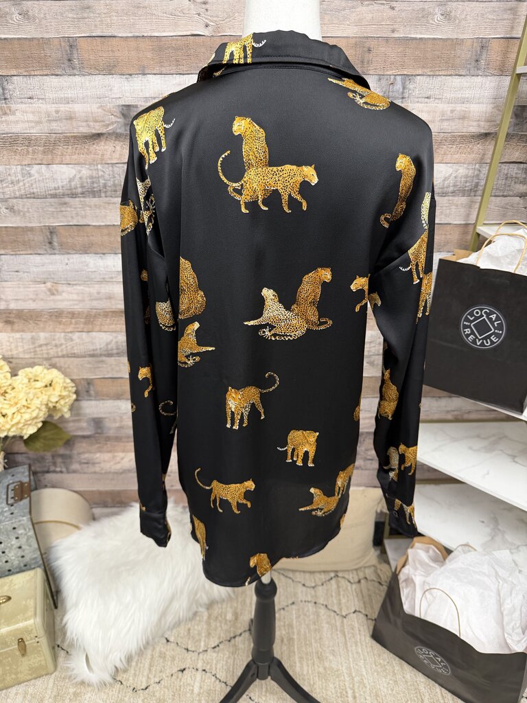 Black/Gold Vestique Tiger Print Blouse