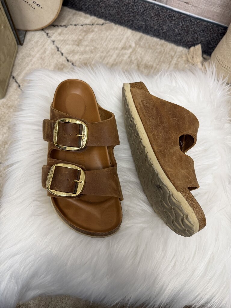 Brown Birkenstock Arizona Big Buckle Leather Sandals