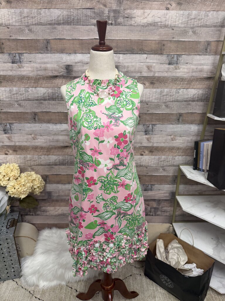 Pink/Green Floral Lily Piltizer Shift Dress